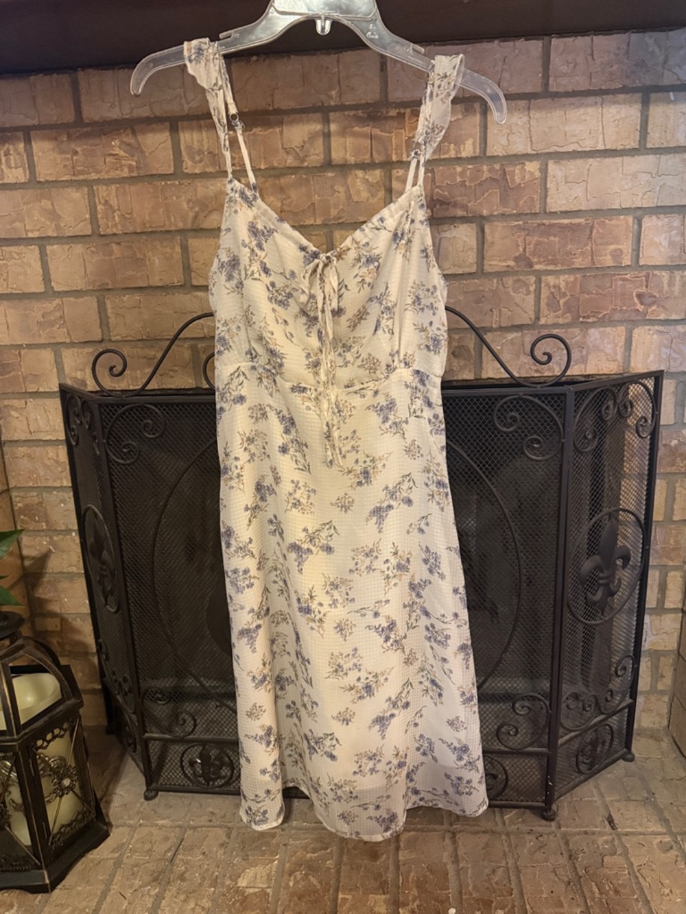 Floral Tie-Front Sundress in Cream and Lavender